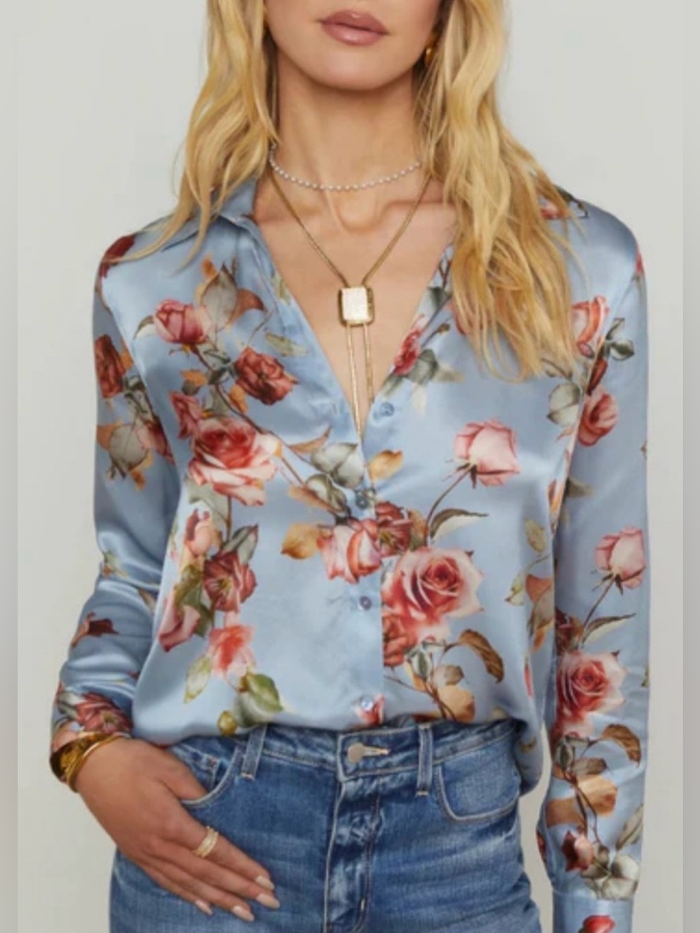 L’AGENCE Tyler Floral Print 100% Silk Blouse - Picture 2 of 4